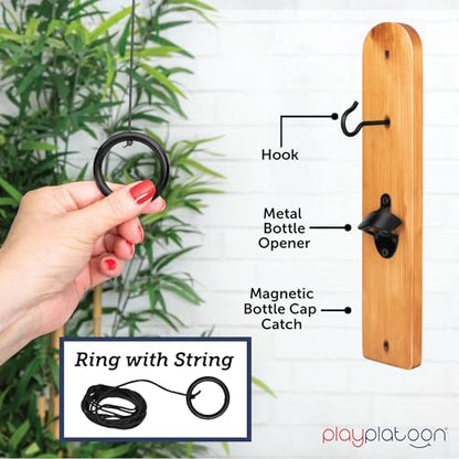 Play Platoon Hook and Ring Toss Bar Game for Adults - Wood Toss Ring Game for Adults - Perfect Home, Basements, & Bar Gifts - color: Natural