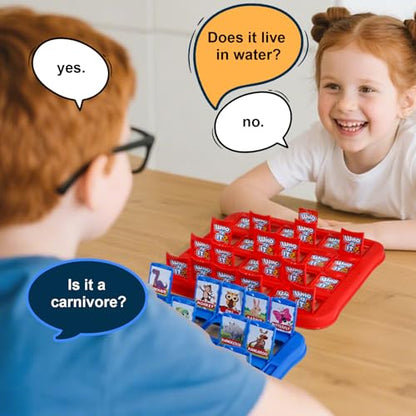 Classic Animal Guessing Board Game for Kids Ages 3 and Up – Who is It? – Two-Player Logic Deduction Game to Boost Cognitive Skills, Family Fun – Travel Friendly Educational Toy - style: Animal