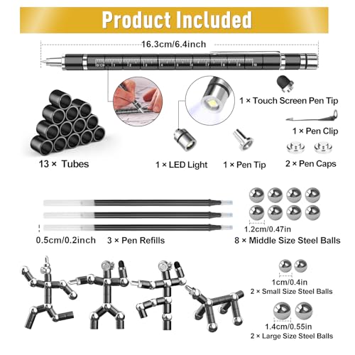 Gifts for Men Fidget Pen, Back to School Supplies, Anniversary Birthday Gifts for Men Him Boyfriend, Multifunction Pen Cool Stuff Gadgets, College School Supplies Gift for Teachers Teens Boys Girls - color: Black
