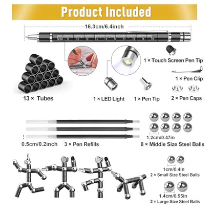 Gifts for Men Fidget Pen, Back to School Supplies, Anniversary Birthday Gifts for Men Him Boyfriend, Multifunction Pen Cool Stuff Gadgets, College School Supplies Gift for Teachers Teens Boys Girls - color: Black