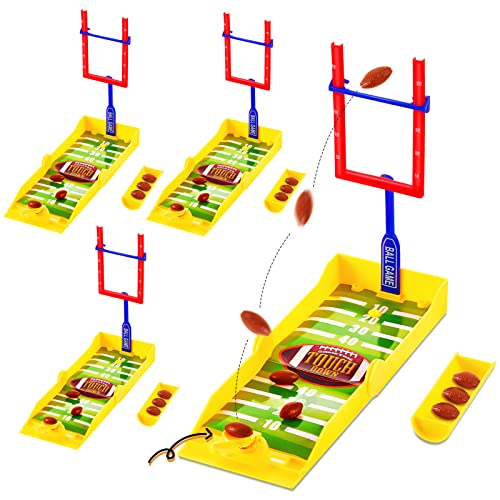 Deekin 4 Sets Mini Football Game Desktop Football Games Field Goal Soccer Toys with Foam Soccer Goal Post, Bases, Catapults, Flick Finger Board Desk for Sports Party, Office, Gifts