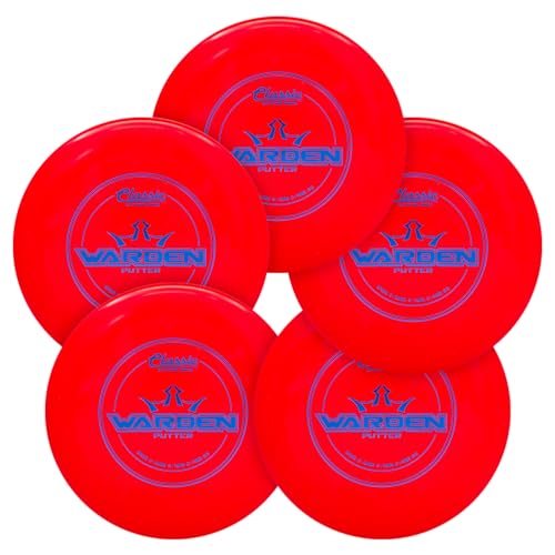 Dynamic Discs Warden Disc Golf Putter 5-Pack | Straight Flying Beadless Putt & Approach Set | Grippy Classic Plastic Feel | Smooth Release & Consistent Control | 170g+ (Colors May Vary) - size: 5-Pack (Classic Blend)