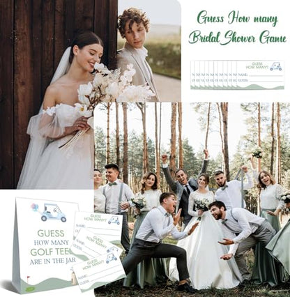 GOLF Brithday Decorations, Guess How Many Golf Tees Are in the Jar, Suite for Birthday Party Bridal Shower Wedding Activit, 50 Cards and Sign - size: 5" x 7" (sign), 3.5" x 2" (guess cards)