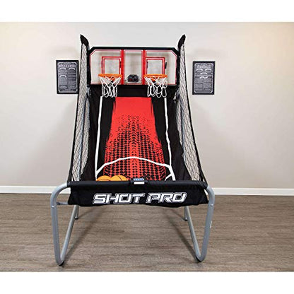Hathaway Shot Pro Deluxe 81-In Dual Basketball Arcade Game for Home Game Room - With LED Electronic Scoring, Foldable Indoor Design, Heavy-Duty Steel Frame, 8 Game Modes, Pump & Hoops - Black Finish