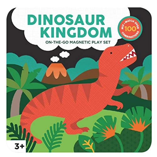 Petit Collage Dinosaur Mix & Match Magnetic Game Board - Ideal for Ages 3+, Includes 2 Scenes and 25+ Magnet Pieces, Perfect Travel Activity - color: Mag Play Set Dinosaur Kingdom