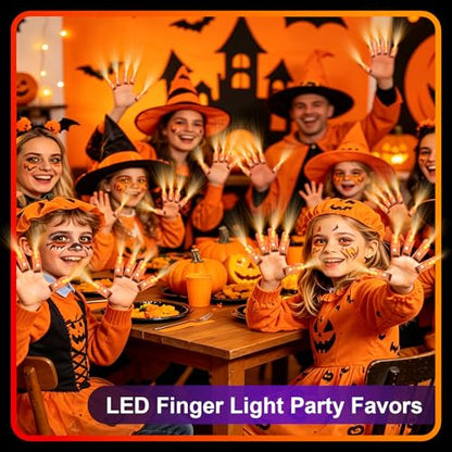100pcs Finger Lights, Glow in the Dark Orange Flashlights Party Supplies, Halloween Party Favors for Kids, Goodie Bag Stuffers Classroom Prizes Carnival Birthday Concert Accessories - style: Orange-100