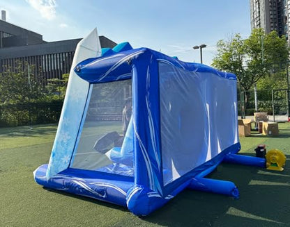 Blue Inflatable Snow Throwing Game Inflatable Ball Toss Target Dart Board 12 Axes+8 Toss Ball for Party/Birthday/Backyard/School/Team Events - style: Double Dart