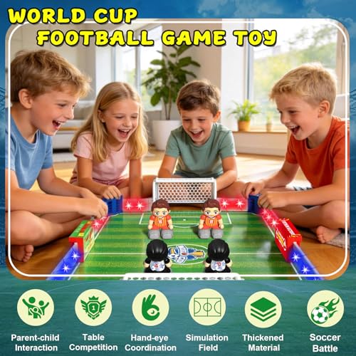 Cokzer Remote Control Soccer Games, Foosball Table Game for Kids with 4 Remotes, 3 Balls, LED Scoreboard, Lights & Sound, Rechargeable RC Soccer Board Game for 1-4 Players Ages 6+