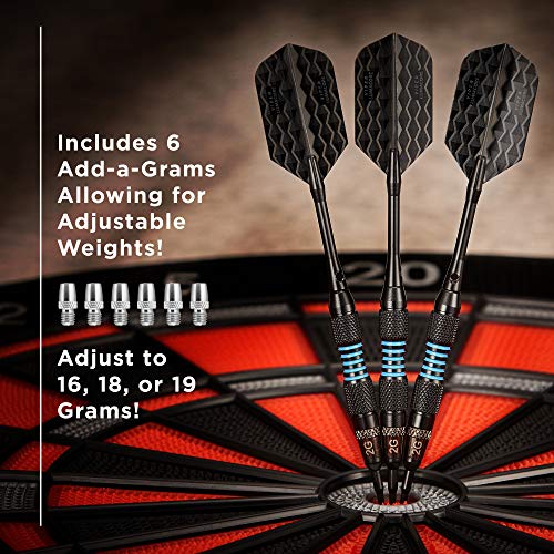 Viper by GLD Products Bobcat Adjustable Weight Soft Tip Darts with Storage/Travel Case - size: 16 Grams (Adjustable to 18 and 19 Grams), style: Black Coated Brass with Blue Rings