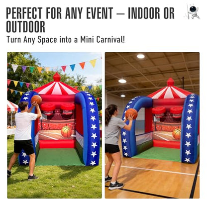 Inflatable Carnival Games — 6.5×6.5×9FT, Built-in Blower, Quick-Inflate — Basketball Hoop (Quick-Inflate Indoor & Outdoor Basketball Game for Backyard Parties, Team Challenges & Event Fun) - style: Basketball Hoop