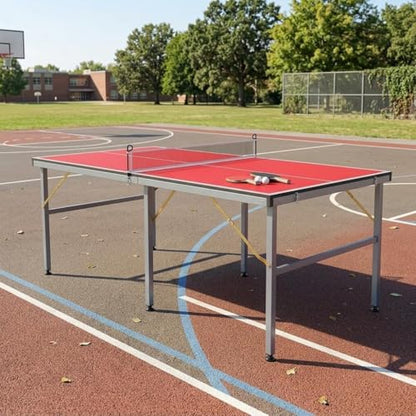 Garvee Foldable Portable Ping Pong Table 6x3 ft, Professional Indoor/Outdoor Table Tennis Game Set with Net, 2 Paddles & 3 Balls for Backyard, Garage, Party, Family Games, No Assembly Required
