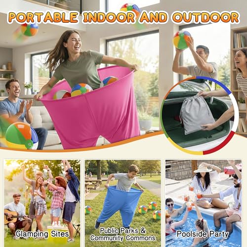 Granny Pants Yard Game for Adults and Kids, Big Pants Ball Catch Game with 2 Giant Pants, Balls, Pumps & Storage Bag, Outdoor Tossing Games for Birthday Party, Backyard Party, Family Reunion - size: Large for Adults-4PCS