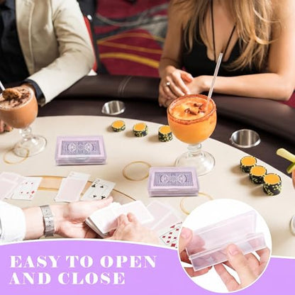 48 Pack Playing Card Cases Bulk, Clear Plastic Deck Box with Snap Closure, Empty Plastic Boxes Gaming Card Holder, Playing Deck Box for Poker Gaming Business Cards, 3.7x2.7x0.9 In(No Cards)