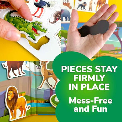 QUOKKA Travel Magnetic Puzzles for Toddlers 1-3 – 20+Pcs Africa Game with Extra-Long Play Book – Fun Travel Game Toy for Kids Ages 3-5 – Strong Magnets for Car Activities – Fun Toddler Puzzle Ages 2-4 - color: 03. Africa