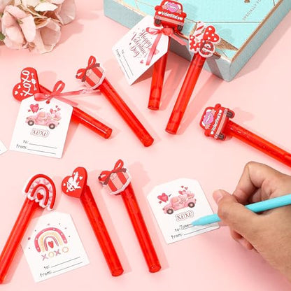 Winrayk Valentines Party Favors for Kids Mini Bubble Wands Bulk with Card, 24 Pack Mini Bubbles (Original Design, 6 Style), Birthday Goodie Bag Stuffer Exchange Valentines Day Gifts for Kids Classroom - style: Valentines