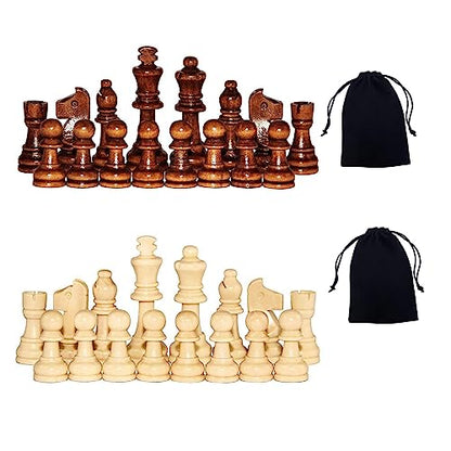 Nature Wood Chess Pieces Set, 3.15” King Figures Tournament Staunton Chessmen with Storage Bag Chess Piece (Magnetism Chess Piece) - color: Magnetism Chess Piece