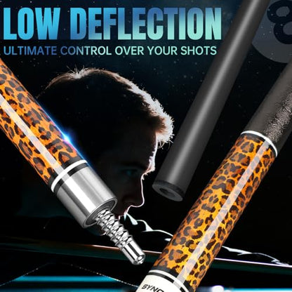 Carbon Fiber Pool Cue Stick 58" Professional Pool Sticks for Adults Full Carbon Technology Low Deflection Pool Cue Billiard Cues with 12.5mm Tip - color: Leopard Print