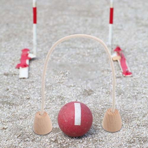 5pcs Cotton Rope Croquet Wickets with Wood Base Portable Lightweight Family Lawn Game for Backyard Outdoor Activities Simple Setup and Travel-Friendly Design
