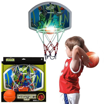 LED Light Up Basketball Toy Set for Boys and Girls, LED Light up Hoop and Basketball - Ages 4 and Up - style: LED Light Up