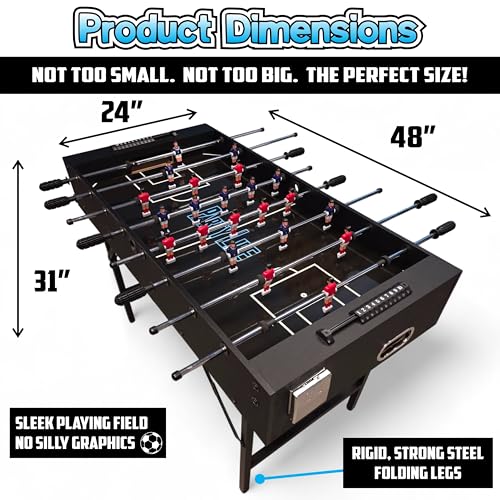 PartyLife 48" Foosball Table w/Folding Steel Legs & Optional LED Lights, Smooth Surface, Extremely Sturdy and Portable! - style: Base Model
