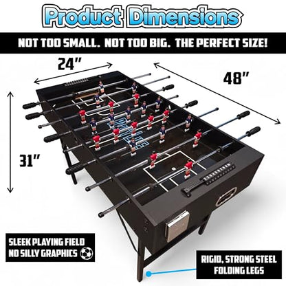 PartyLife 48" Foosball Table w/Folding Steel Legs & Optional LED Lights, Smooth Surface, Extremely Sturdy and Portable! - style: Base Model