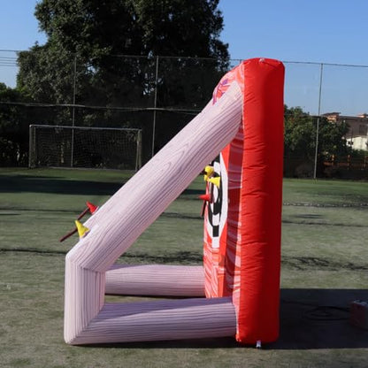 4 in 1 Inflatable Carnival Game Inflatable Sport Games Multi Sports Play Ring Toss Basketball Hoop Game for School Playground/Family/Team - style: Axe throw