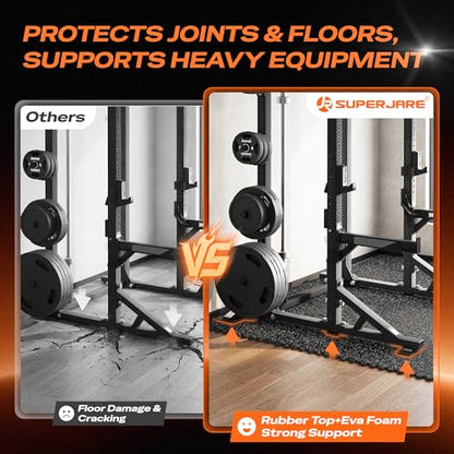 SUPERJARE 0.56'' Thick 6 Pcs 24 Sq Ft Rubber Top Exercise Equipment Mats, High Density EVA Foam Mats with Rubber Top, Interlocking Gym Flooring for Home Gym, Protective Workout Mat, Black/Grey - size: 6 Tiles (24 Sq Ft)