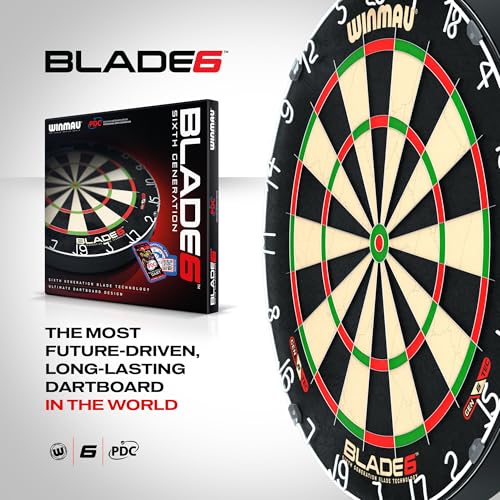 WINMAU Professional Bristle Dartboard - PDC Tournament Board with Official Tournament Specifications - Available in Blade 6 Single, Dual, Triple Core & Blade X Generations
