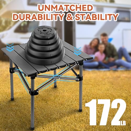 Opliy Folding Camping Table,Portable Table for 1-2 Persons -Collapsible Table Lightweight with Carry Bag for Camping, Hiking, Picnics, BBQs, Beach Trips & Tailgating(16.5 inch). - size: M(16.5 inch)