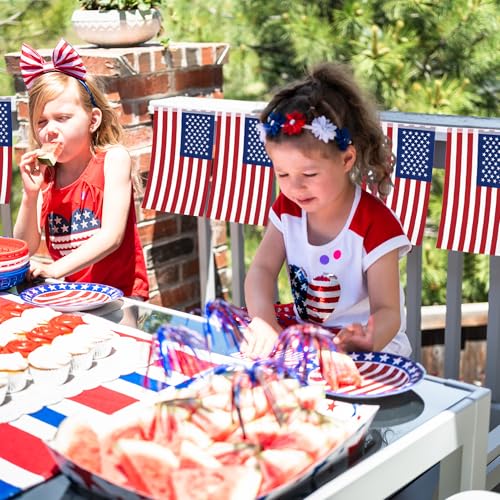 52FT 4th of July Decorations Outdoor, 50 PCS Fourth of July Banner, 5.5 x 8.2 Inches American String Flag Banner for Patriotic Independence Day Fourth of July Accessories Party Home Patio Decor - style: Independence Day