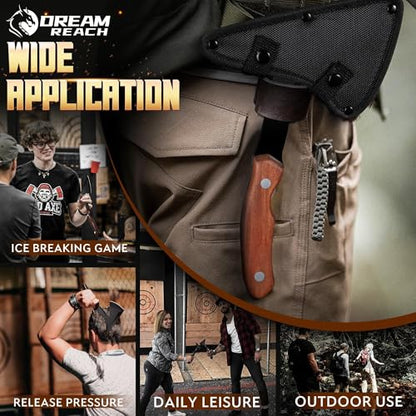 Dream Reach Professional Throwing Axe Set – 3-Pack High-Carbon Steel Throwing Axes for Backyard with Sheaths and Ergonomic Handles for Competition and Recreation, for Men