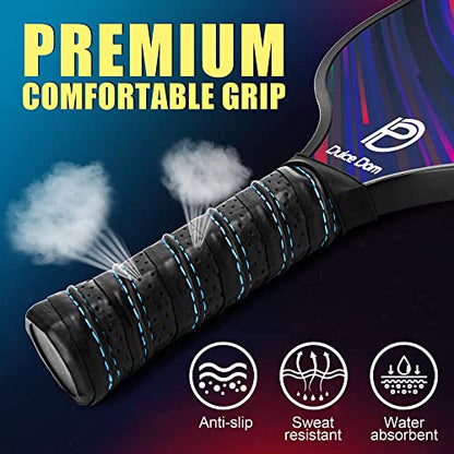 Dulce DOM Pickleball Paddles Set of 2/4 - USAPA Approved, 4 Indoor Outdoor Pickleball Balls, Fiberglass Surface Paddle Racket with Cover Bag, Ideal Training Equipment Gift for Men & Women - color: Dark Purple*4