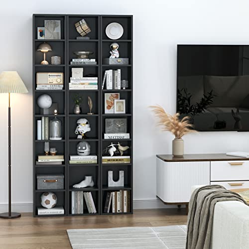 FOTOSOK 8-Tier Media Tower Rack, 11.6 X 9.3 X 70.9 Inches CD DVD Slim Storage Cabinet with Adjustable Shelves, Tall Narrow Bookcase Display Bookshelf for Home Office, Black - color: Black