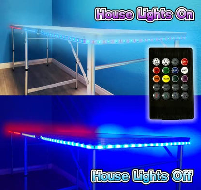 PARTYPONG 8-Foot Folding Beer Pong Table w/Cup Holes & LED Lights - Basketball Court Edition - style: w/ Cup Holes & LED Lights