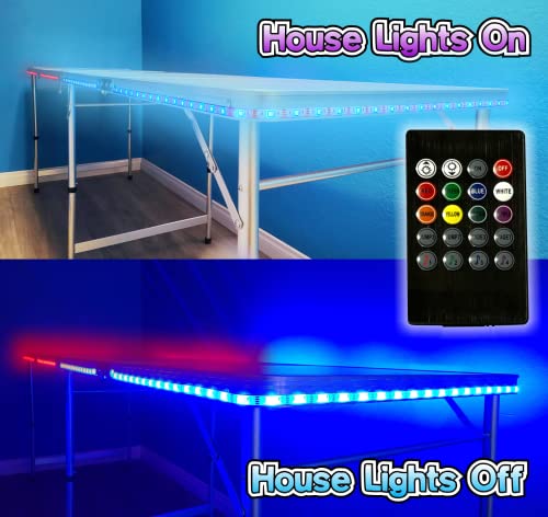 PARTYPONG 8-Foot Folding Beer Pong Table w/LED Lights - Basketball Court Edition - style: w/ LED Lights