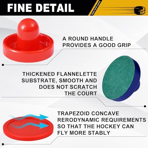 Air Hockey Pushers and Air Hockey Pucks, Indoor Games Goal Handles Paddles Replacement Accessories Set for Game Tables Equipment - color: Red-Blue