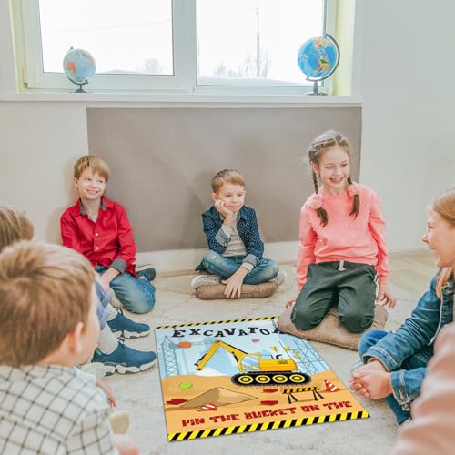 WERNNSAI Pin The Bucket on The Excavator Party Games - Construction Party Supplies Truck Birthday Construction Party Games with 24 Pcs Stickers for Birthday Activities - style: Construction 002
