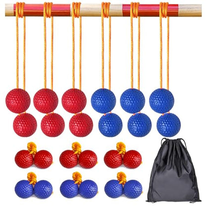 Ladder Ball Ladder Toss Balls Set Replacement Balls for Toss Match, Set of 6 with Storage Bag (Red & Blue) - color: Red & Blue