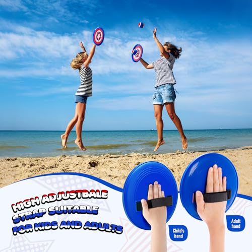 PlayZap Toss and Catch Ball Set - Birthday Gift for Toddlers Kids Boys Girls 2-4 5-7 8-13+ Yrs - Baseball Glove Toy Indoor Outdoor Yard Game & Beach/Pool Toy Set 2 Pack - color: Pvc 2 Pack