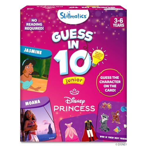 Skillmatics Guess in 10 - Disney Princess Card Game for Preschool Kids, Girls & Boys Who Love Cinderella, Ariel, Jasmine, Fun Travel Game & Gifts for Ages 3, 4, 5, 6 - style: 5. Disney Princess