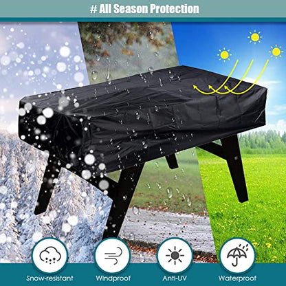 Foosball Table Cover, Outdoor Waterproof, Black, Polyester, Drawstring Closure, Fits 64x45x19in Tables