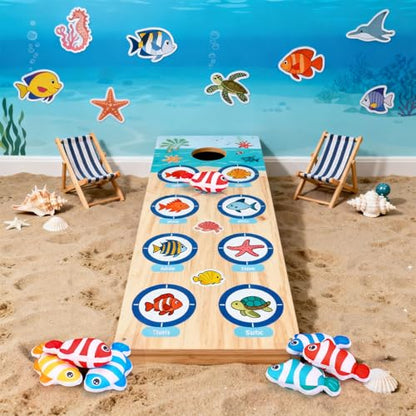 JarThenaAMCS 12Pcs Fish Bean Bags for Tossing Cute Colorful Tropical Clownfish Bean Game Bags for Summer Hawaii Holiday Family Fish Party Throwing Game Supplies