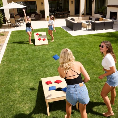 Nova Microdermabrasion 4x2Ft or 3x2Ft Solid Wood Cornhole Game Board with 8 Bean Bags and Carrying Case for Outdoor Yard Beach Lawn Party Backyard