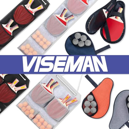 VISEMAN Ping Pong Storage Rack, Table Tennis Racket Holder Wall Mount Organizer for 4 Paddles and Balls - color: Long Gray