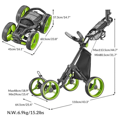 Caddytek Golf Explorer V8 Superlite Deluxe Push Cart - color: Lime