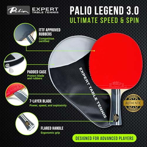 Palio Legend 3.0 Table Tennis Racket & Case | ITTF-Approved Advanced Ping Pong Paddle | Maximum Power, Speed & Spin - style: Set of 2 Rackets