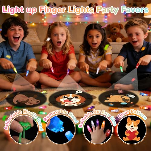 36 Pack Puppy Party Favors LED Finger Lights, Glow in the Dark Dog Birthday Party Supplies, Goodie Bag Stuffers Classroom Treasure Box Prizes for Kids - style: Dog