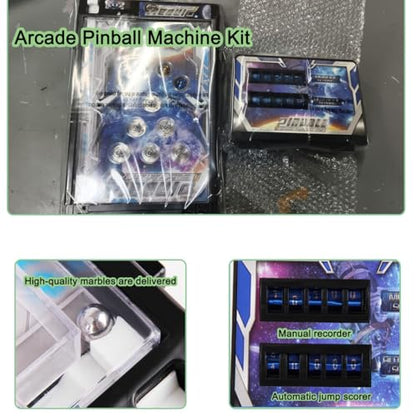 Exciting Arcade Pinball Machine Kit, Arcade Electronic Pinball Toy with Lights Sounds, Birthday Pinball Gifts Toy with LED Scoreboard, Desktop Pinball Shooting Game for Party Friend