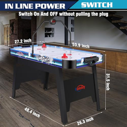 58" Air Hockey Table, Arcade Style with Powerful 700mA Motor, Accurate Digital LED Scoreboard on Overhead Gantry, Includes 2 Pucks and 2 Pushers