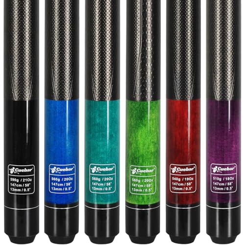 Pool Cues Set of 6, 58" 2-Piece 3D Grip Billiard Table Sticks, 4 Weights (18-21oz) & 6 Colors, Pro Maple Pool Sticks for Home Bar Game Room - color: Purple+Red+Green+Teal+Blue+Black